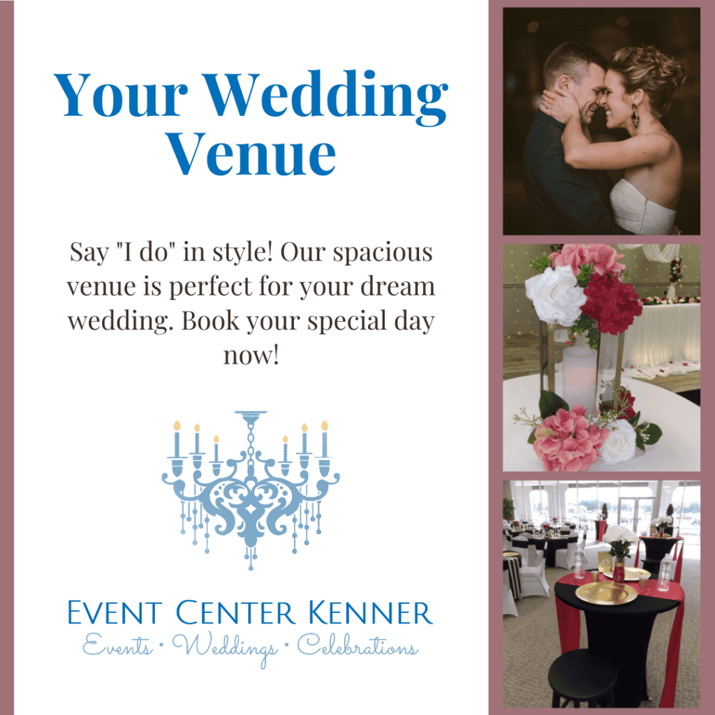 Showcase your wedding at Event Center Kenner with engaging social media content featuring a dancing couple, stunning flower centerpiece, and decorated event table—perfect for boosting brand engagement for weddings and special celebrations.